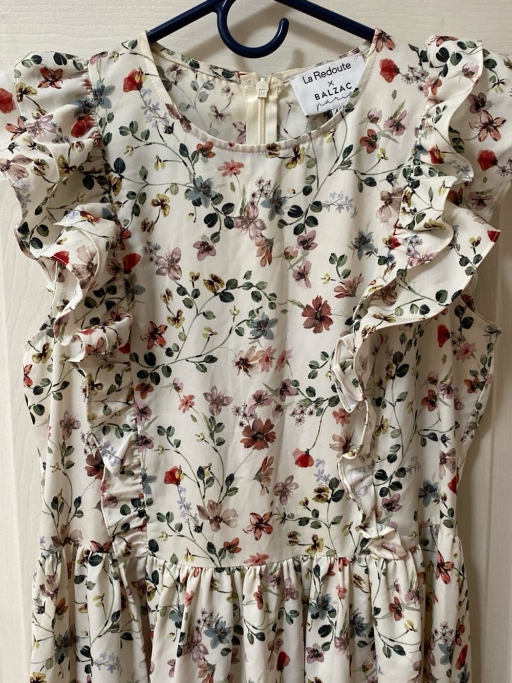 La Redoute x Balzac Floral Ruffle Dress in Cream
